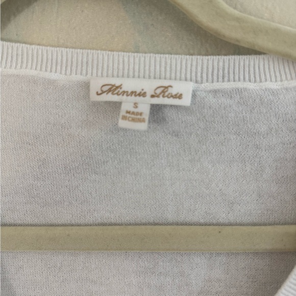 MINNIE ROSE 100% Cotton Long Sleeve V Neck White Size Small - Picture 4 of 6